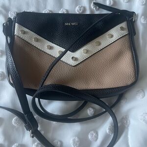 Nine West Black, White, and Tan Crossbody Bag